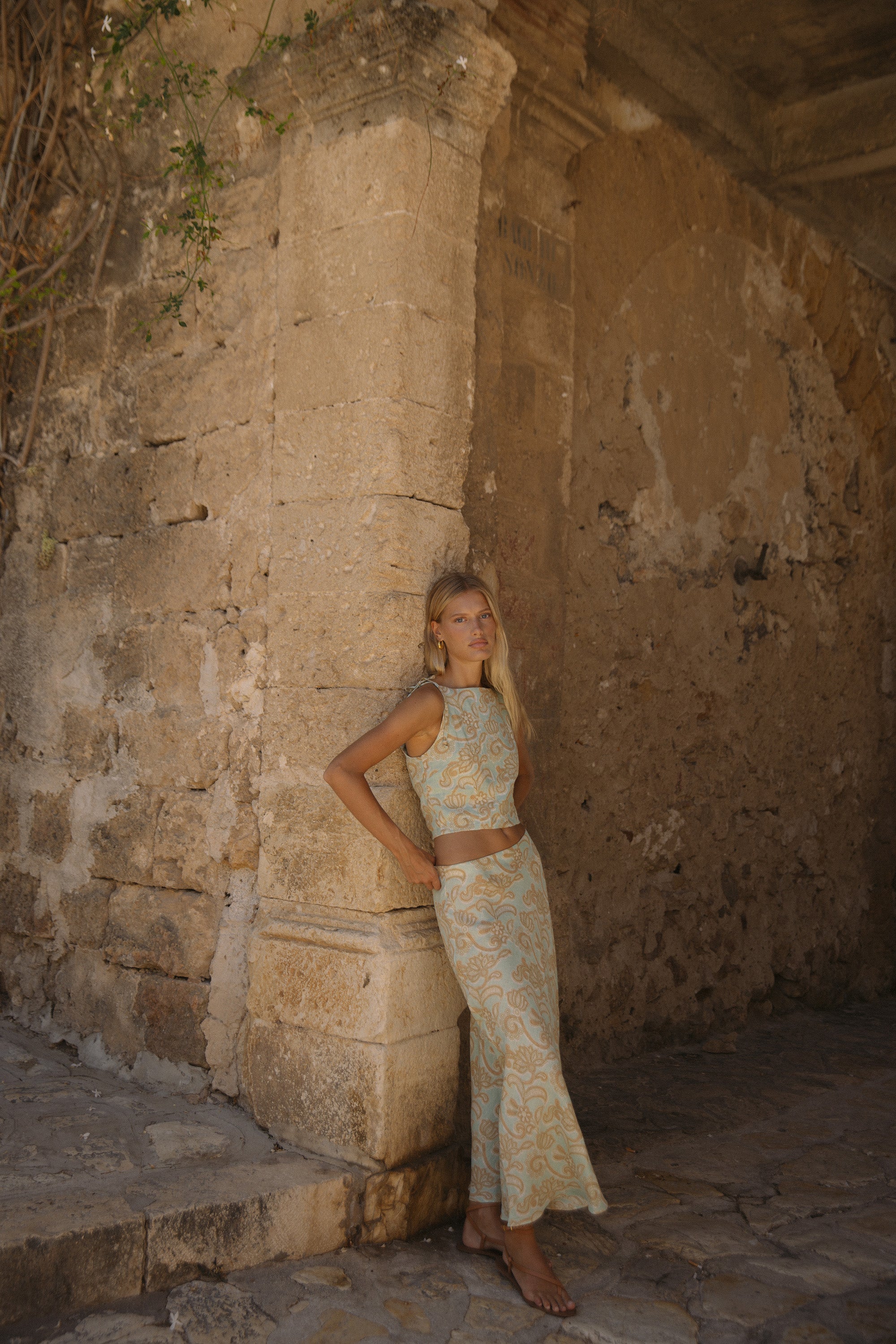 Lali Skirt - Brocade Mint