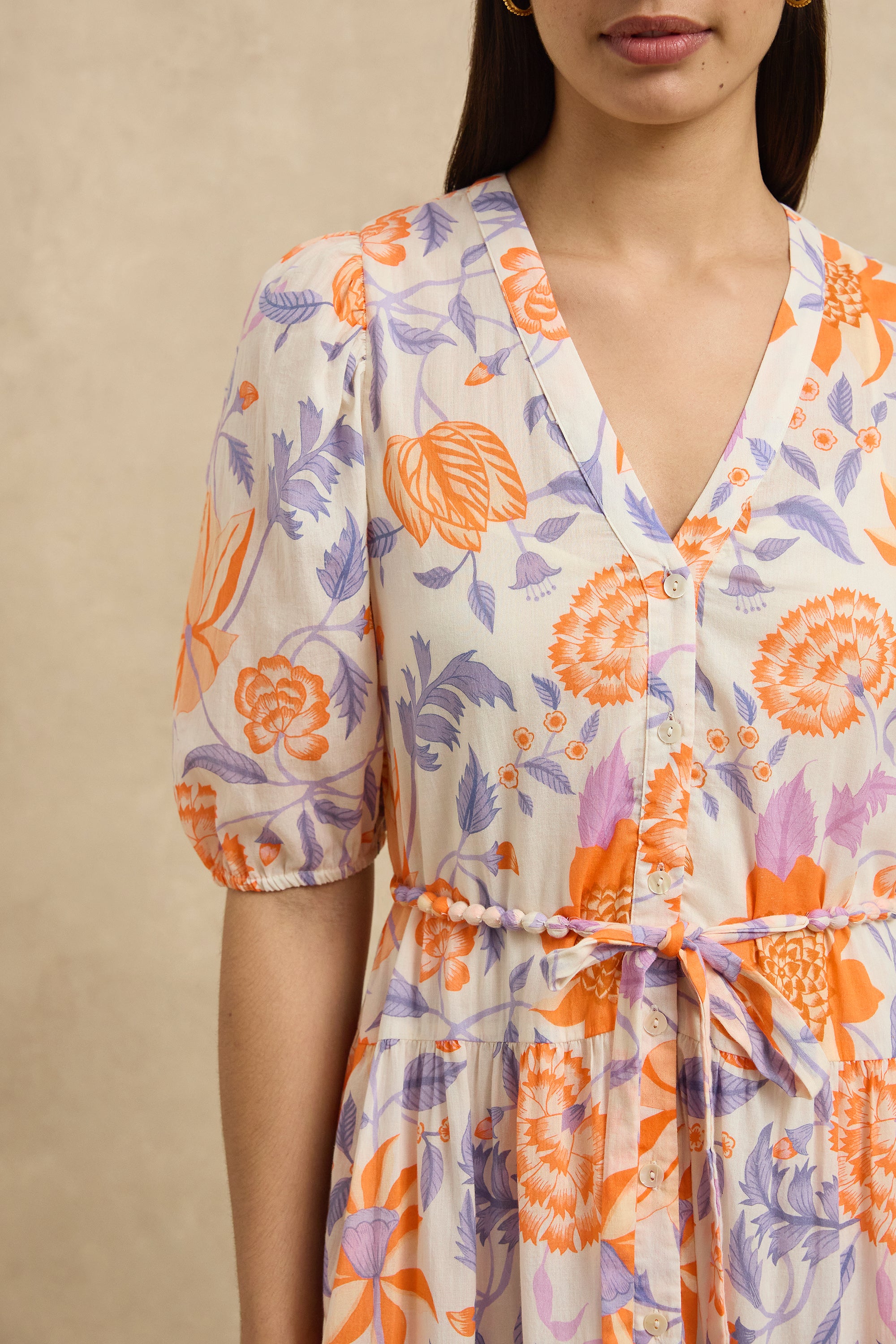 Anyeta Dress - Shellflower Tangerine